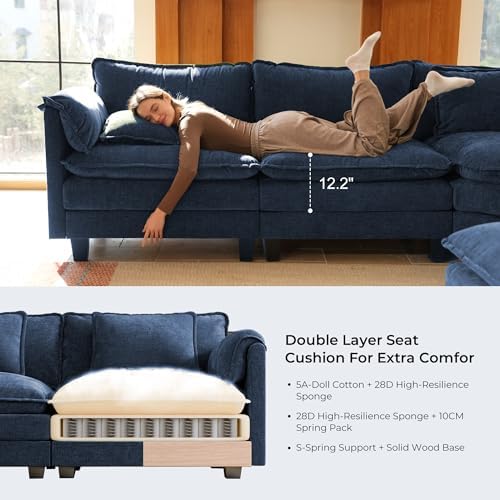 ELUCHANG 116" Oversized Modular Sectional Sofa, Comfy Chenille Cloud Couch - Image 5