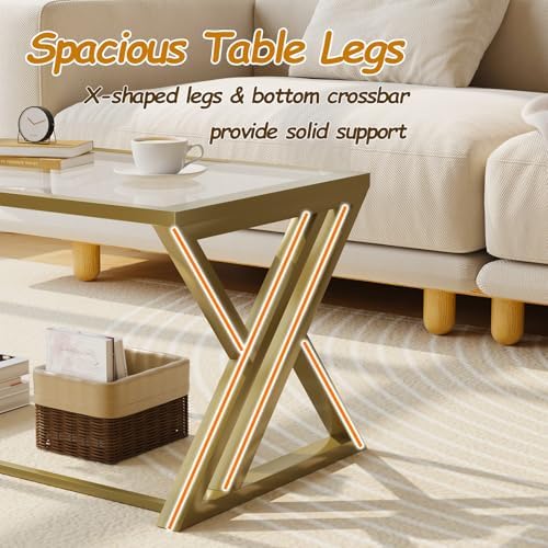 Wolawu Coffee Table Gold Glass Coffee Table - Image 4