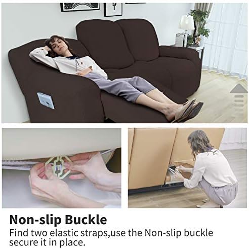 Easy-Going 8 Pieces Recliner Couch Stretch Sofa Slipcover Chocolate - Image 3