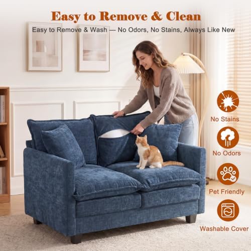 50'' Loveseat Sofa Set, Small Couch Set 2 Piece Cloud Love Seat - Image 5