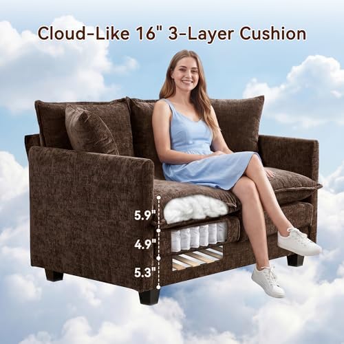 Loveseat Sofa Couch 2 Piece Set, Small Compact 50" Love Seat 27" Deep Cloud - Image 3