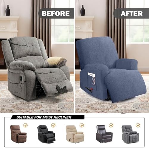 Oversized 3 Pieces Stretch Recliner Chair Covers - Image 4