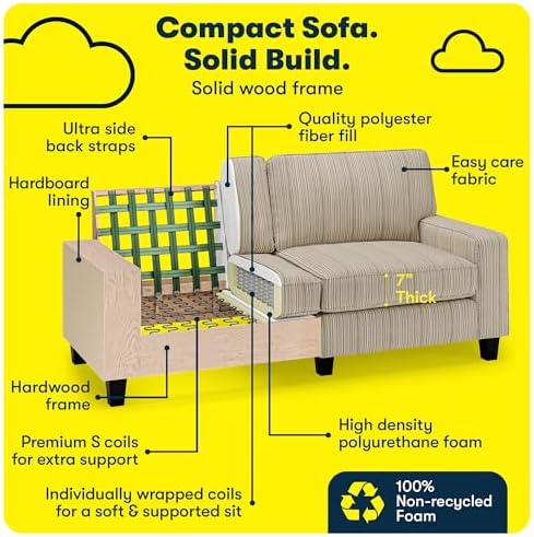 Serta Palisades 73" Track Arm Sofa, Easy Care Polyester, Soft Pillow Back - Image 5