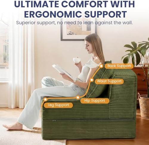 Erament Folding Sofa Bed, Portable Floor Couch Lounge Sofa - Image 5