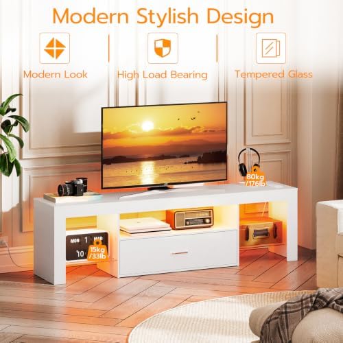 HOOBRO LED TV Stand with Power Outlets to 65 inch TV, Gaming Entertainment - Image 4