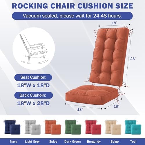 IPYNBAP Rocking Chair Cushion, Waterproof and Fade-Resistant Patio Chair - Image 2