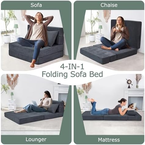 Folding Sofa Bed, Convertible Sleeper Chair Bed, Floor Sofa - Image 4