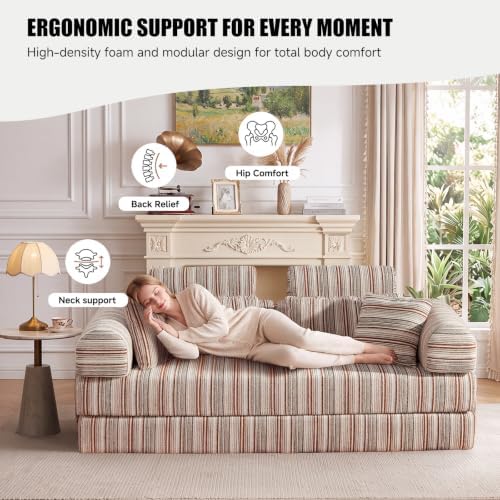 79" Memory Foam Sofa Bed, High Headrest Convertible Futon Boneless Couch - Image 5