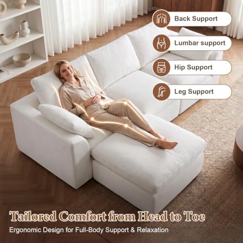 108" Cloud Sectional Couches for Living Room, Oversized Boneless Modular L - Image 4