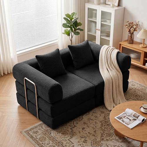 Convertible Compressed Corduroy Folding Cloud Sofa Bed, 5 in 1 Floor Mattress - Image 4
