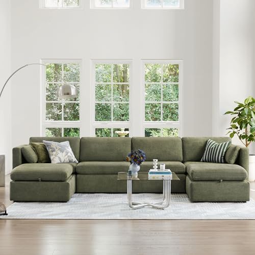 CHITA 146" Modular Sectional Sofa, 6 Seat Modular Couch, Moss Green - Image 3