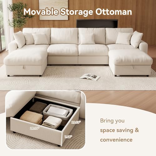 WorthFurni 140” Oversized Cloud Sectional Couches - Image 4