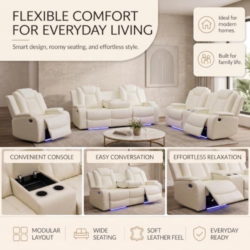 Power Reclining Leather Sofa Set – 2-Piece Home Theater Seating - Image 4