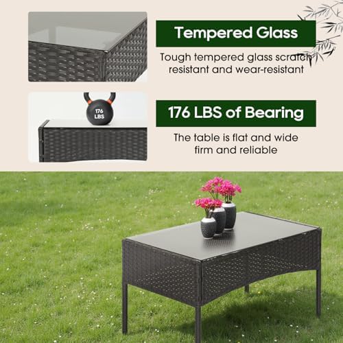 FDW 4-Piece Patio Furniture Set | Red | Outdoor Wicker Furniture - Image 6