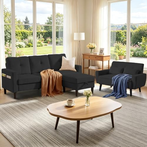 2 Piece Corduroy Convertible Sectional Sofa Set, 3-Seater L Shaped Couch - Image 7