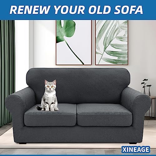 XINEAGE 3-Piece Stretch Loveseat Sofa Cover, Washable Couch Covers - Image 3