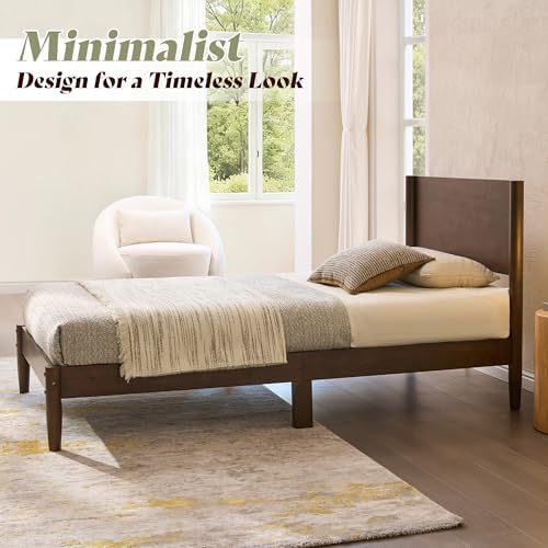 AMERLIFE Solid Wood Twin Bed Frame, Mid Century Bed - Image 6