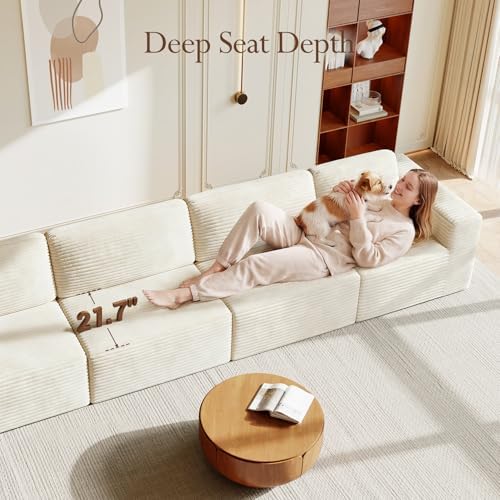 Vesgantti 159" Modular Sectional Sofa, Corduroy Cloud Couch - Image 5