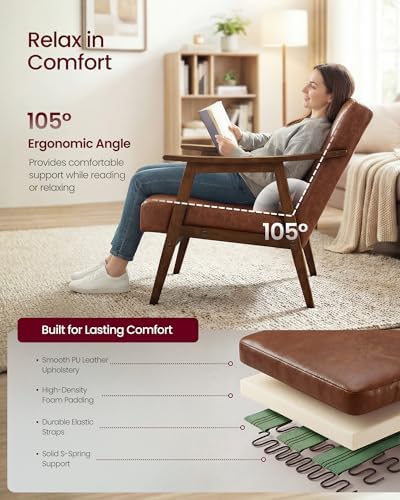 VASAGLE Accent Chair, PU Leather Armchair, Button Tufted, Thick Cushion - Image 4