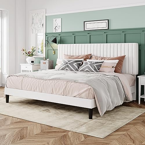Allewie King Bed Frame, Velvet Upholstered Platform Bed - Image 3