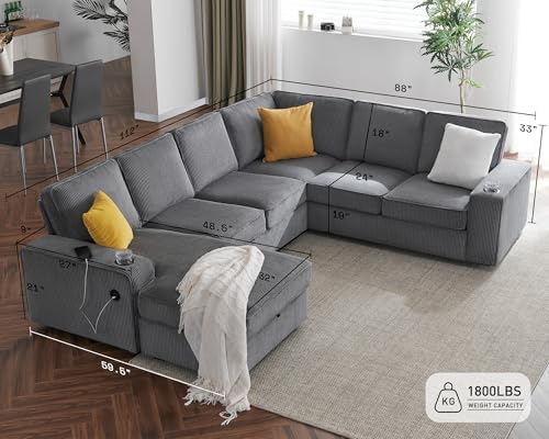 112" Sectional Couch, U Shaped Couch - Image 2