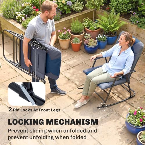 Outsunny Set of 2 Oversized Folding Rocking Camping Chair - Image 5