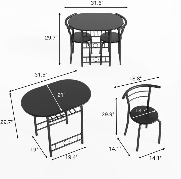 Shahoo 3-Piece Dining Table Set - Image 7