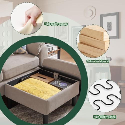 79" Convertible Sectional Sofa Set, Modern Linen Small L Shaped Couch - Image 3