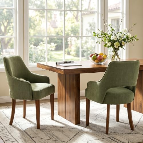 Chenille Upholstered Dining Chairs Set of 2 by DMFurniture