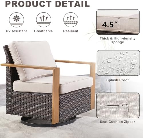 Brown Outdoor Wicker Patio Furniture Set of 5 - Image 4