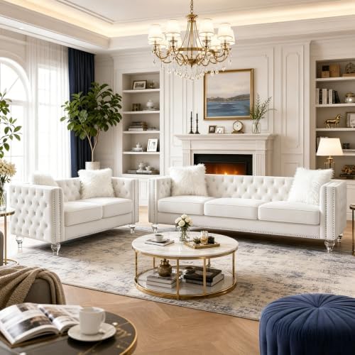 Aoowow 2 Piece Chesterfield Sofa Couch Set by Aoowow