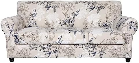 SearchI Stretch Sofa Cover Printed Couch Cover, Floral Pattern 4 Pieces Sofa by SearchI