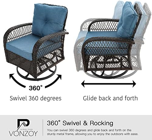 Patio Furniture Set 3 Pieces, Outdoor Swivel Glider Rocker Bistro Set - Image 3