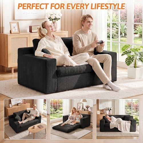 Erament Boneless Loveseat Sofa Couch, 2 in 1 Convertible Sofa Bed - Image 7