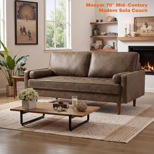 Faux Leather Couch, Loveseat Leather Sofa - Image 3