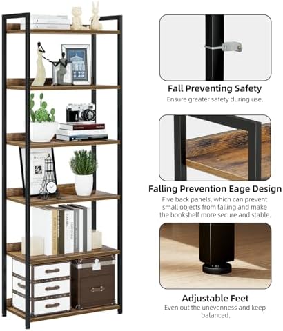 NUMENN Bookshelf, 6 Tier Freestanding Shelving Unit - Image 5
