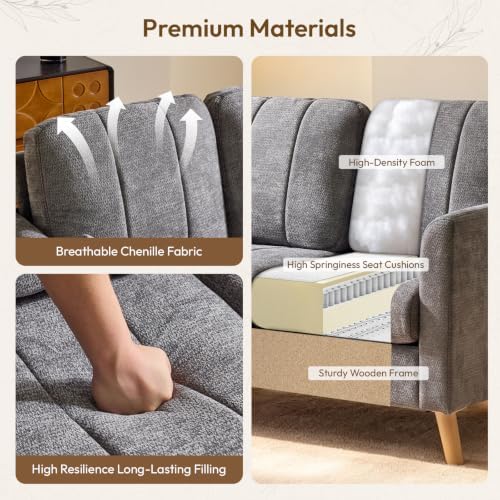 VINGLI 47.2" Tufted Chenille Loveseat, 7.9" Thick Padded Back - Image 7