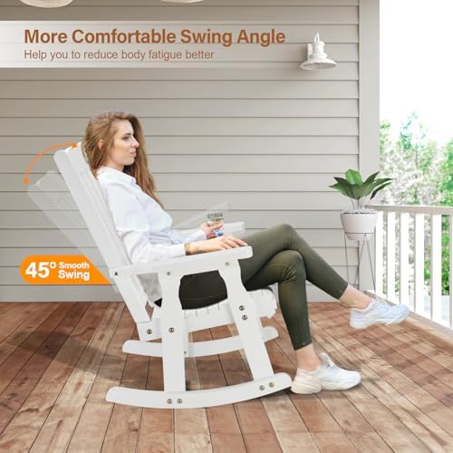 VINGLI Outdoor Rocking Chair, Heavy Duty 600 LBS Wooden Rocker - Image 4