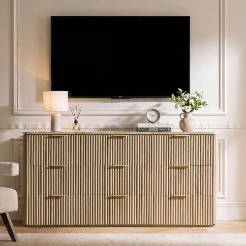 63"W Fluted 9 Drawer Bedroom Dresser, - Image 4