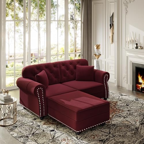GDFStudio 63" Upholstered Velvet Loveseat Sofa - Image 5