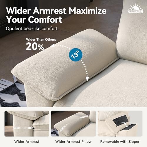 SUNSHINE VALLEY 3-Seat L Shaped Modular Cloud Couch Sectional Sofa Ottoman - Image 4