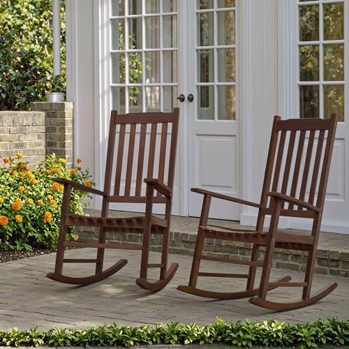 Flamaker Acacia Wood Outdoor Rocking Chairs Set of 2 - Image 7