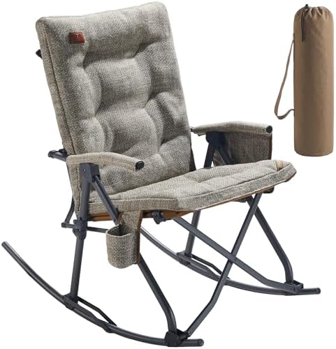 EVER ADVANCED Oversized Rocking Camping Chair, Padded Folding Rocker by EVERADVANCED