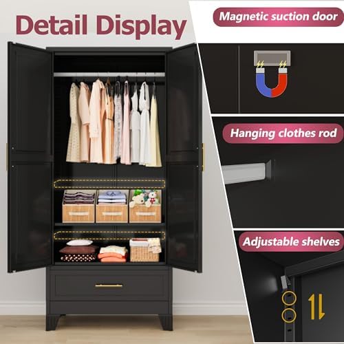 GAIOUS Metal Armoire Wardrobe Closet Cabinet - Image 3