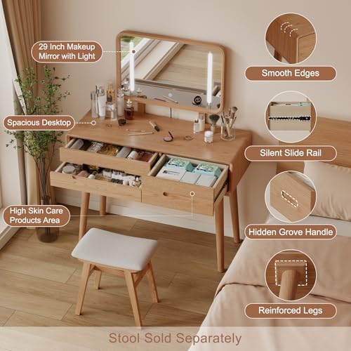 Solid Wood Small Makeup Vanity Desk Mirror - Image 5
