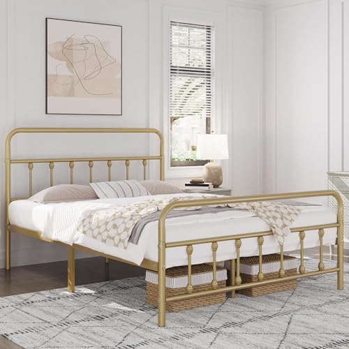 Yaheetech Queen Metal Platform Bed Frame, Victorian Headboard & Footboard - Image 3