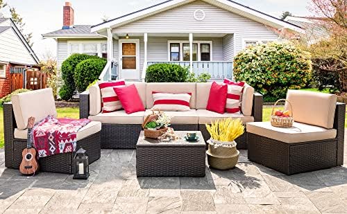 Vongrasig 6 Pieces Patio Furniture Set, Outdoor Sectional Patio Sofa Couch - Image 2