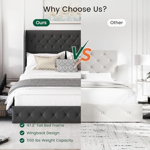 LARMACE King Size Platform Bed Frame - Image 5