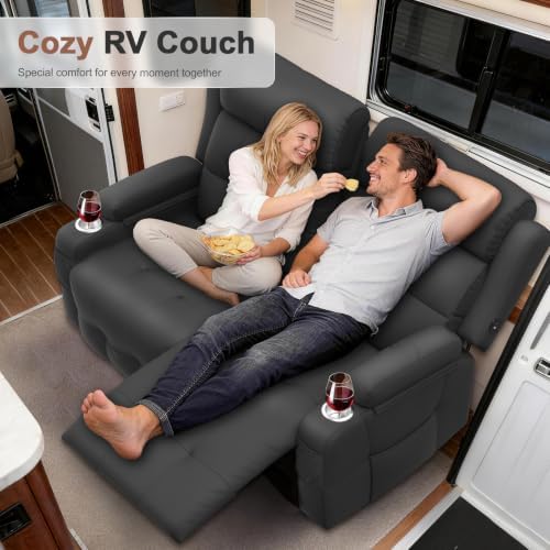 Reclining Loveseat Sofa, RV Loveseats Recliner Sofas Wall Hugger, Double - Image 4
