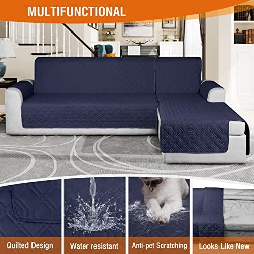 VANSOFY Sectional Couch Covers, L Shaped Sofa Slipcover, Dark Blue - Image 4